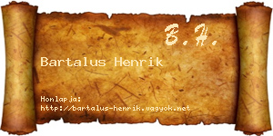 Bartalus Henrik névjegykártya